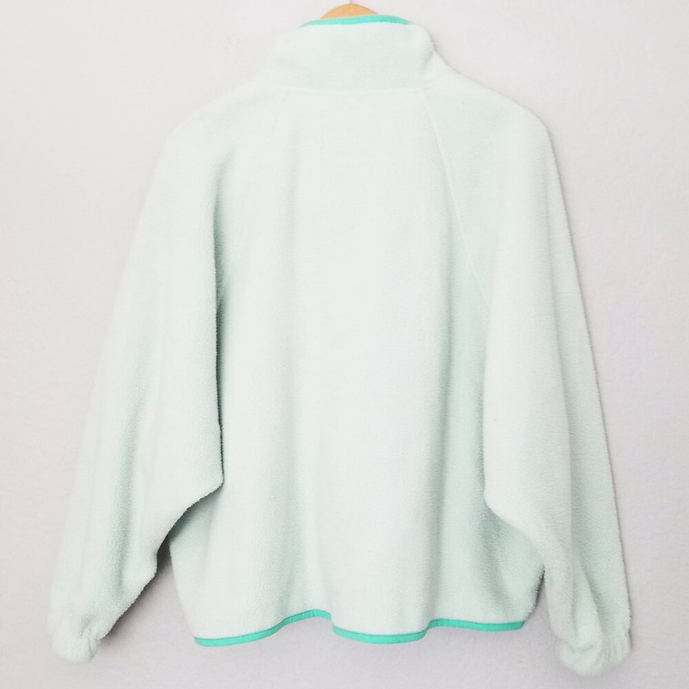 American Eagle Overesized Fleece Sherpa Snap Jacket Size M Mint Green Sea Foam - Picture 5 of 16